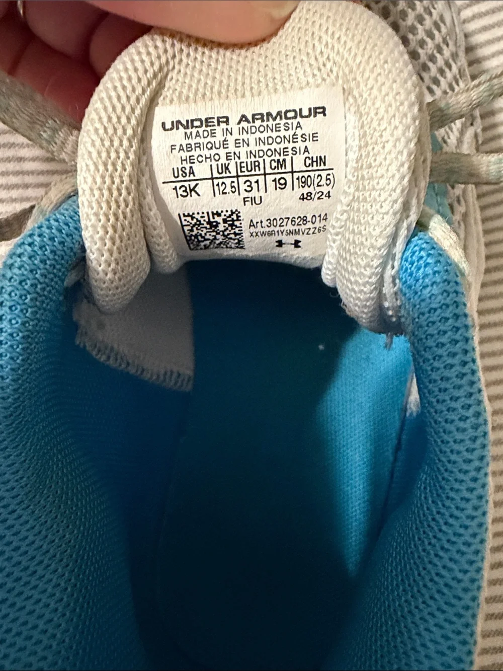 Under Armour Curry 3Z 24 Kids Basketball Shoes White Sky Blue Size 13